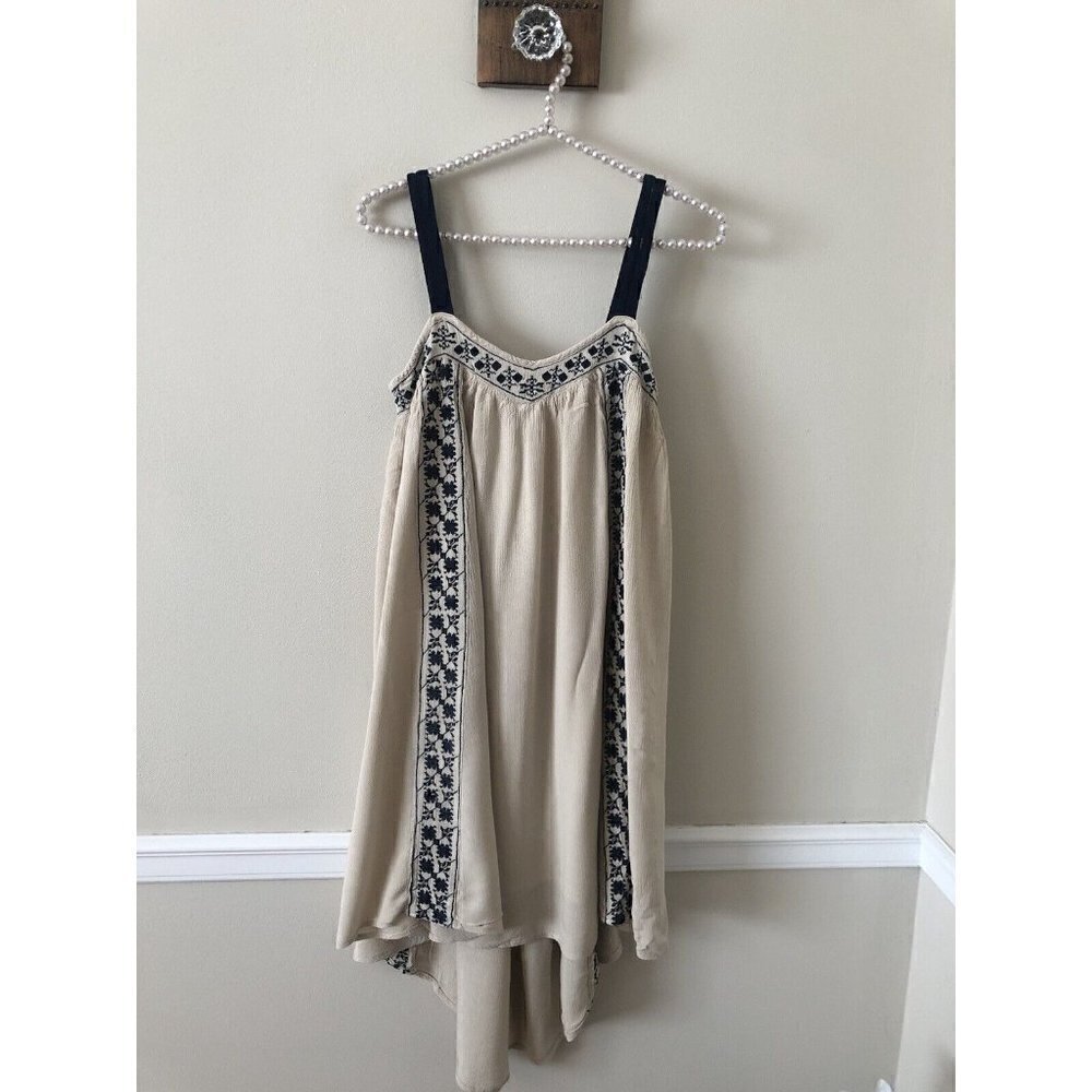 Staring At Stars Womens Size S Tan Gauzy Dress Embroidered Sleeveless Boho
